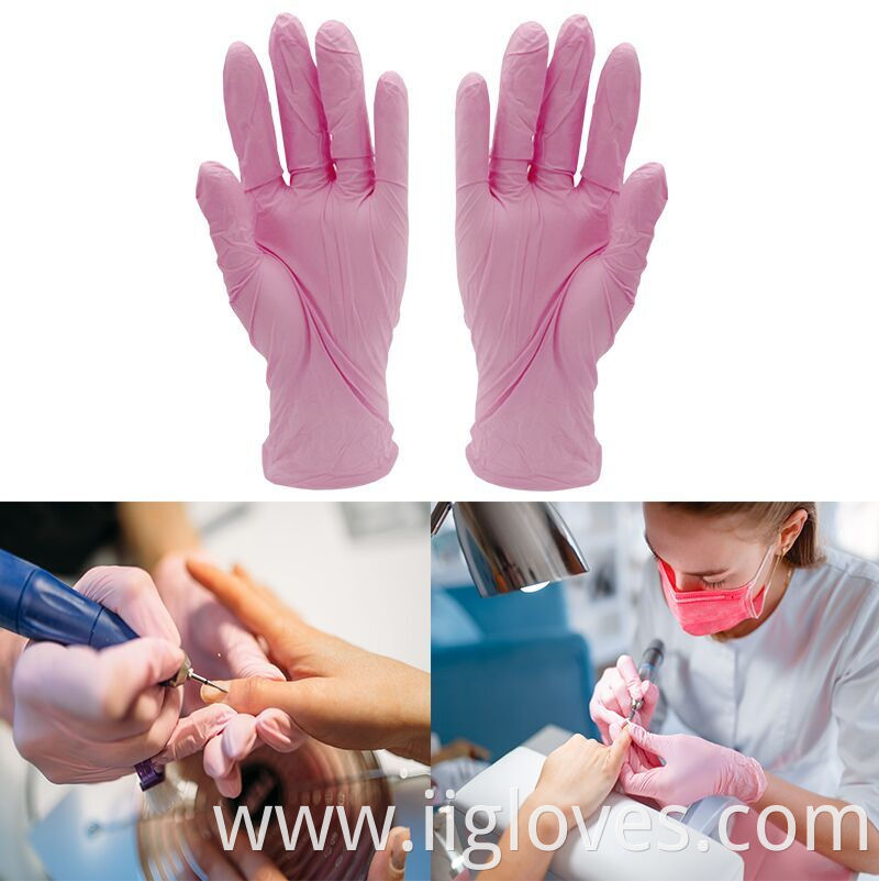 Nitrile Vinyl Tattoo Beauty Make Up Use Single Layer Pink Non-Medical Gloves Pink Nitrile Gloves